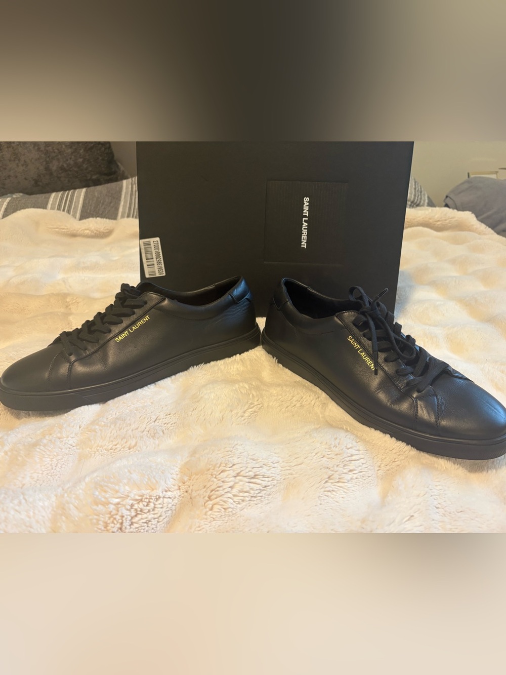 Saint Laurent Andy Sneakers- Men's Black Leather Low-Top Sneakers